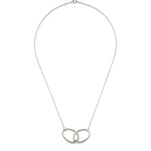 Vintage Tiffany & Co Interlocking Oval Pendant On Chain Necklace 16" Silver Tone